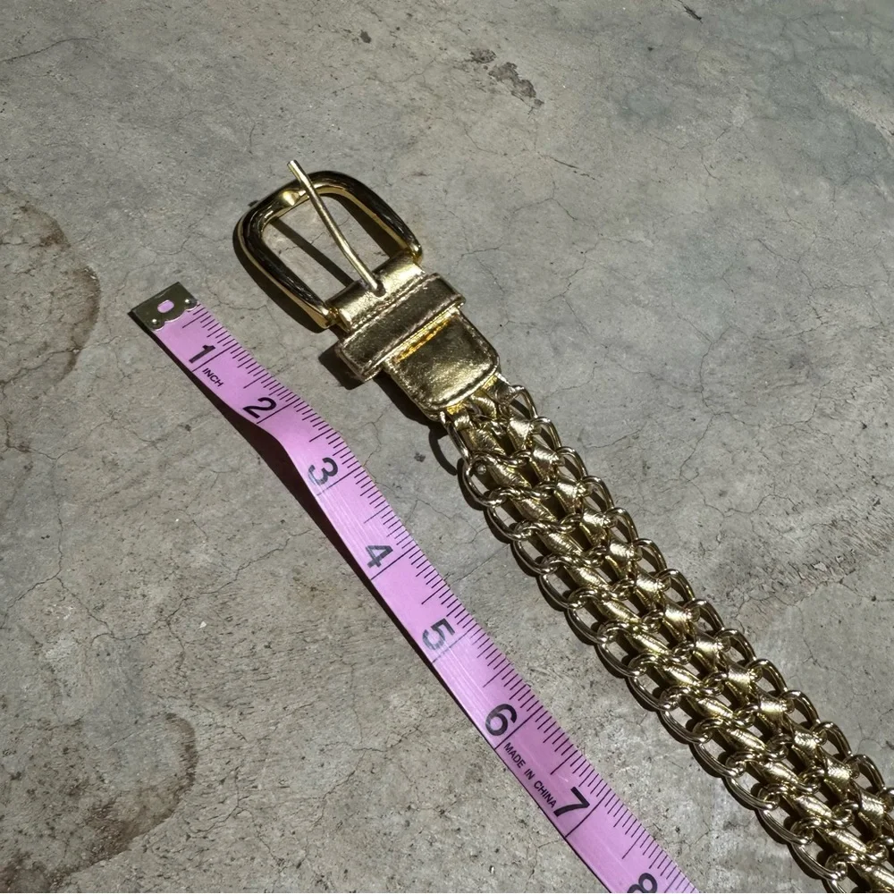 Gold Braided Leather Statement Belt Women OS Festival‎ Concert Glam Formal